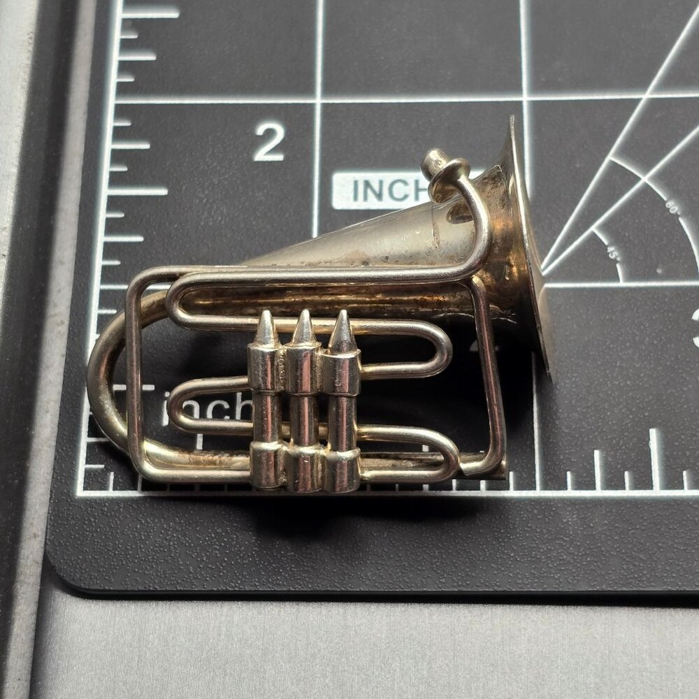 Vintage Taxco Sterling Silver French Horn Brooch Mexican Tuba Musical Pin TC-48 - Picture 10 of 12